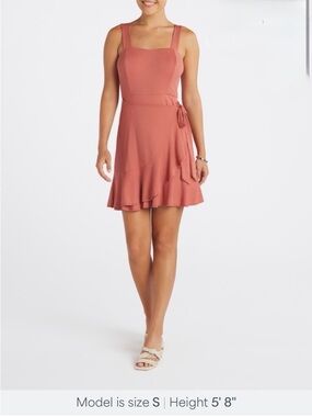 Nine Britton Katie Knit Ribbed Wrap Mini Dress in Dusty Rose